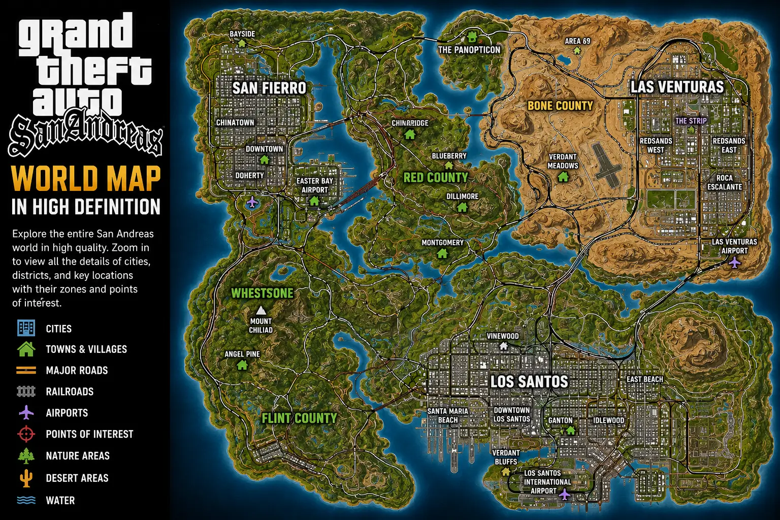 Complete GTA San Andreas World Map In High Definition