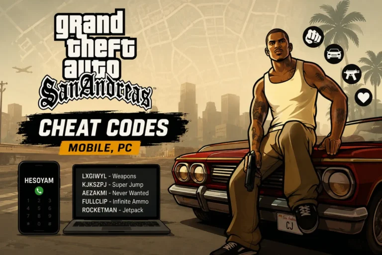 GTA San Andreas Cheat Codes|Mobile,PC